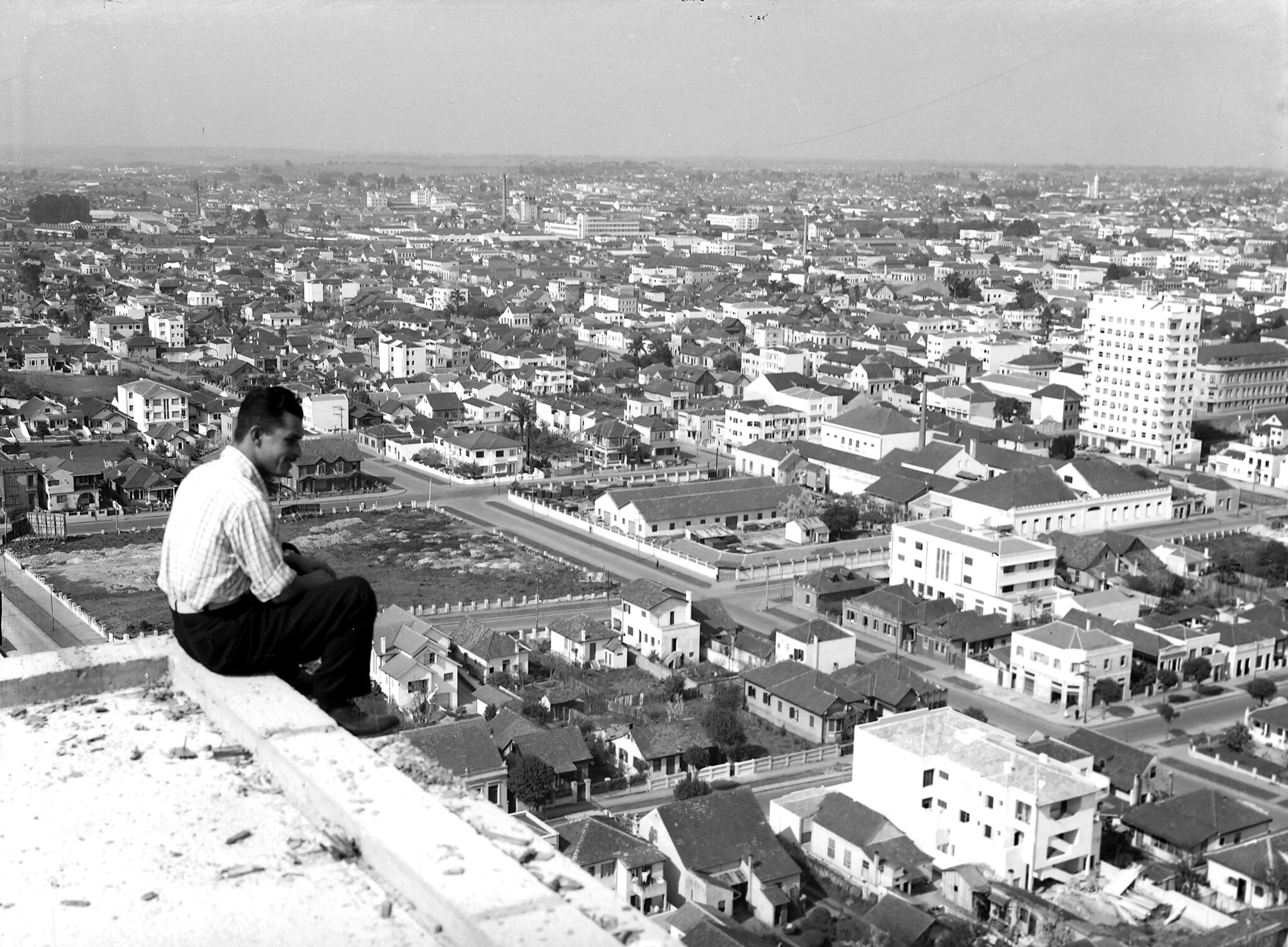 Vista Panorâmica do alto do HC com trabalhador - Década de 1950 
