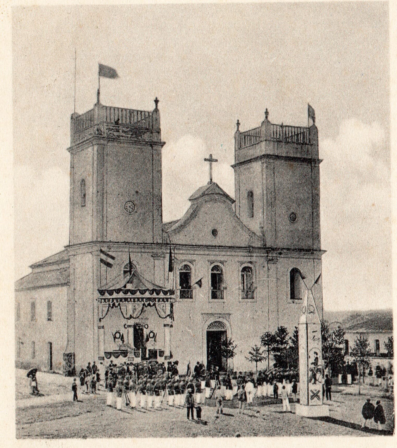 Voluntários da Pátria em frente à Igreja Matriz de Curitiba – 1870