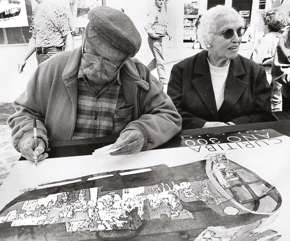 Poty Lazzarotto e Helena Kolody na Festa da Ordem - 1993
